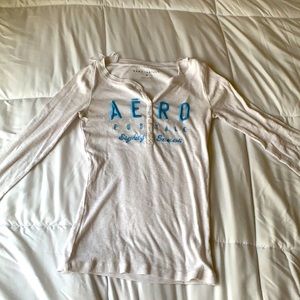 White and blue AEROPOSTALE long sleeve shirt